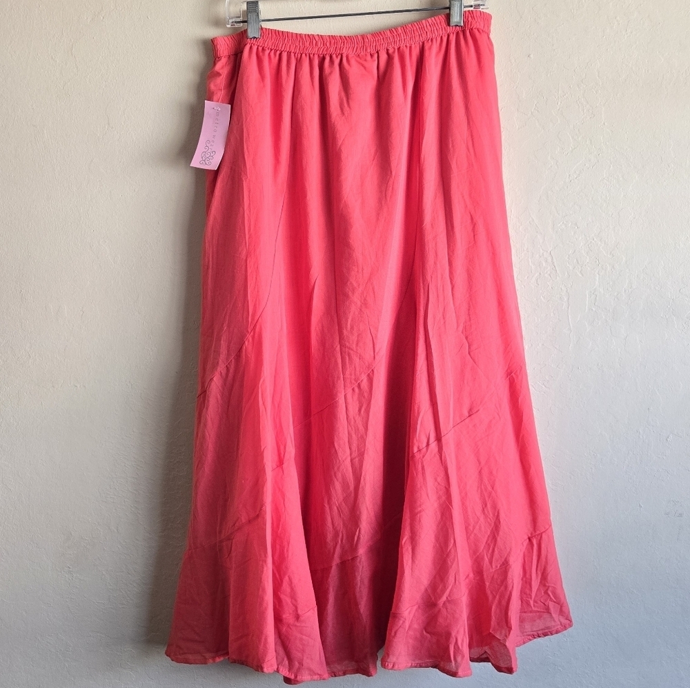 Metrowear Y2k Boho Style Maxi Skirt Coral Red NWT Size Large - Picture 4 of 12